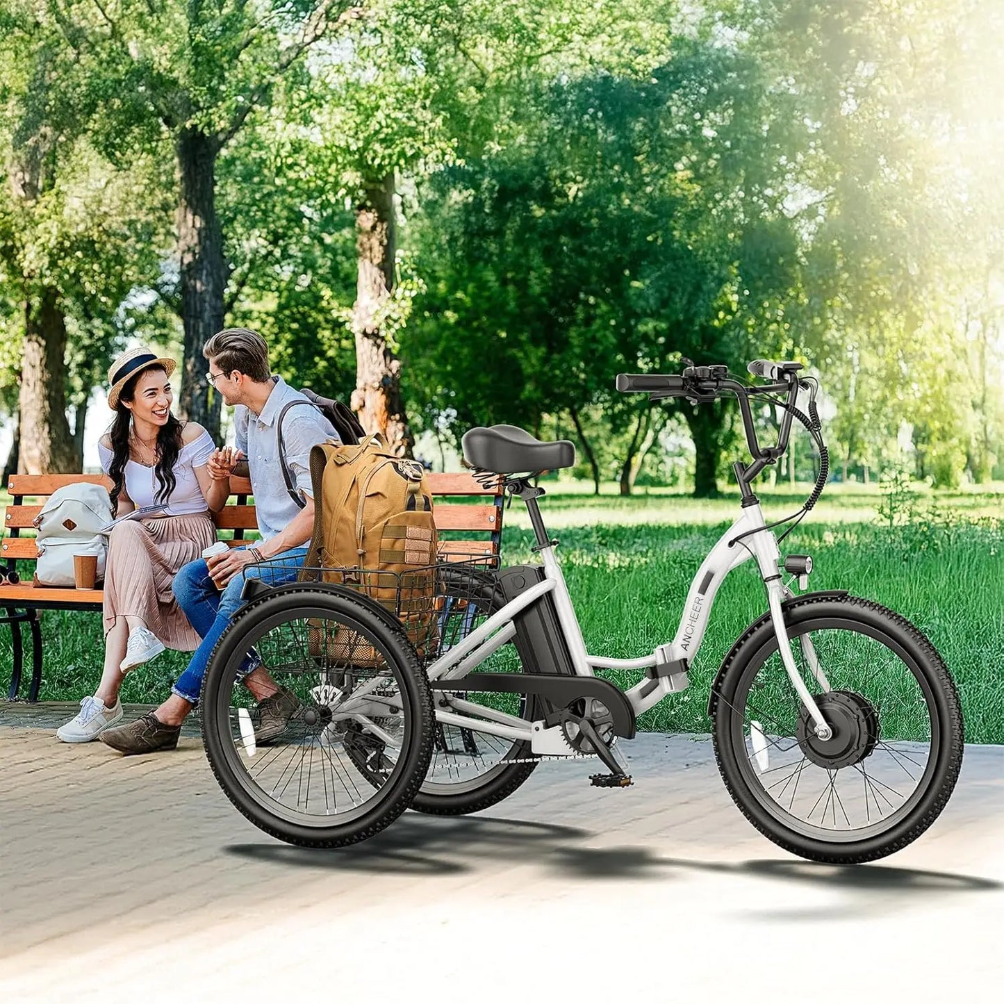 E-Tricycle, Adults, Peak 600W Folding, 24" 499Wh Ebike for Seniors, 15.5MPH Electric Bike