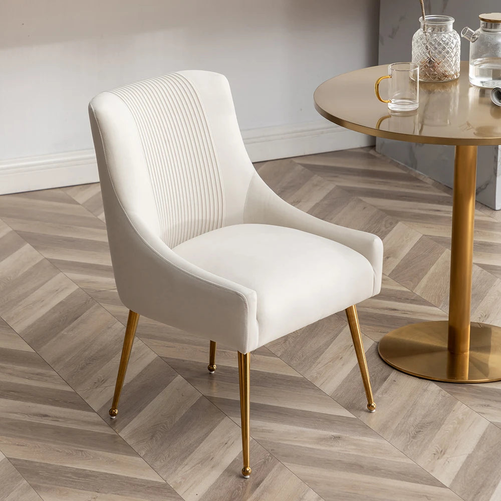 Modern Velvet 6 Dining Chairs, Upholstered Barrel Pleated Side Accent Chair for Bedroom,Living Room