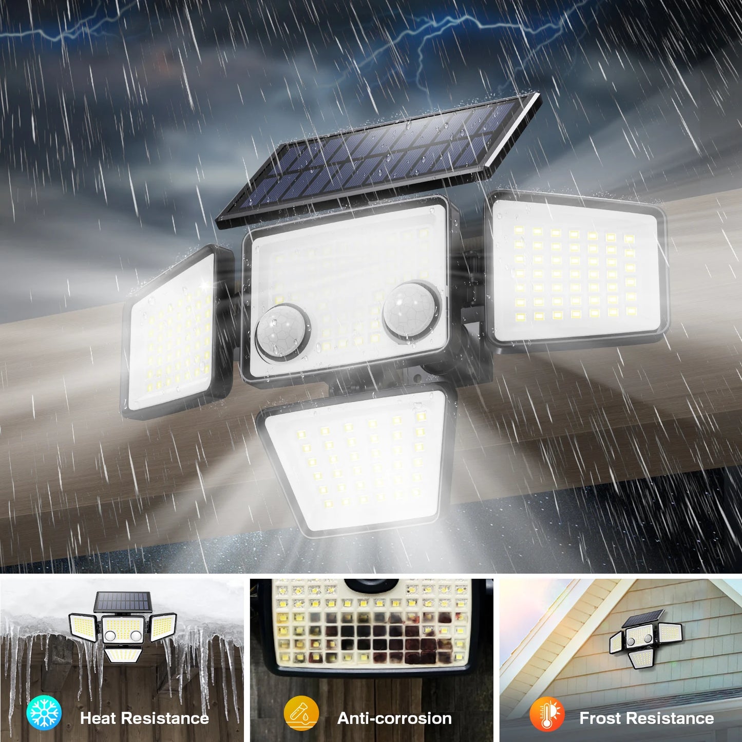 Solar Outdoor Lights - 3000LM 188 LED Motion Sensor Lights Security Lights for Backyard Patio