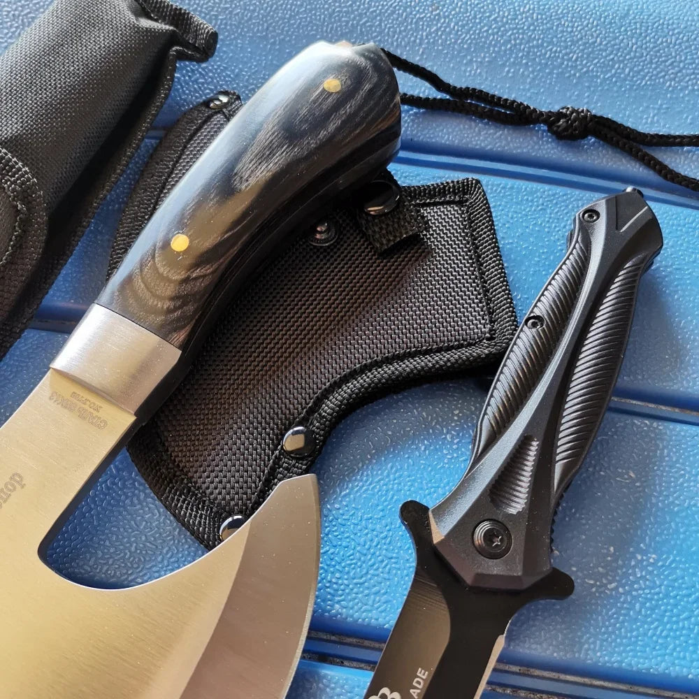 Stainless Steel Axe & Folding Knife Combo Set: High-Performance Outdoor Adventures, Camping & Hiking