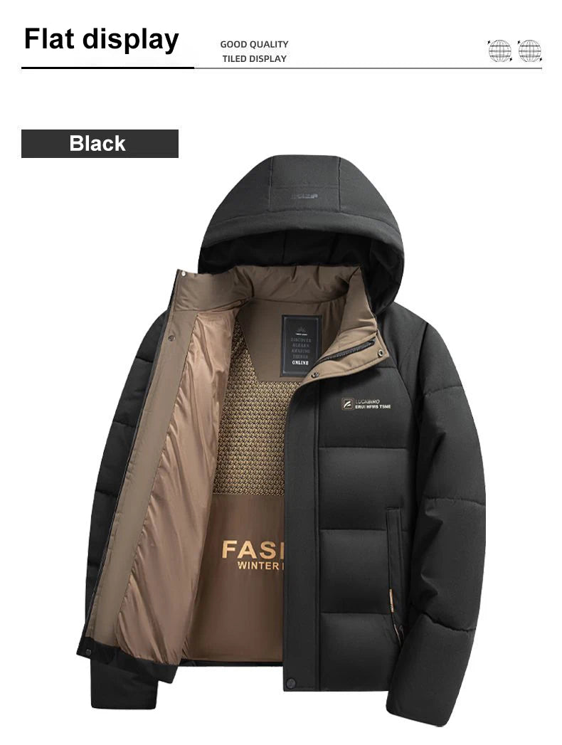 Graphene Warm Windproof Jacket Men Comfortable Thickened Outdoor Hooded Overcoat Male Casual