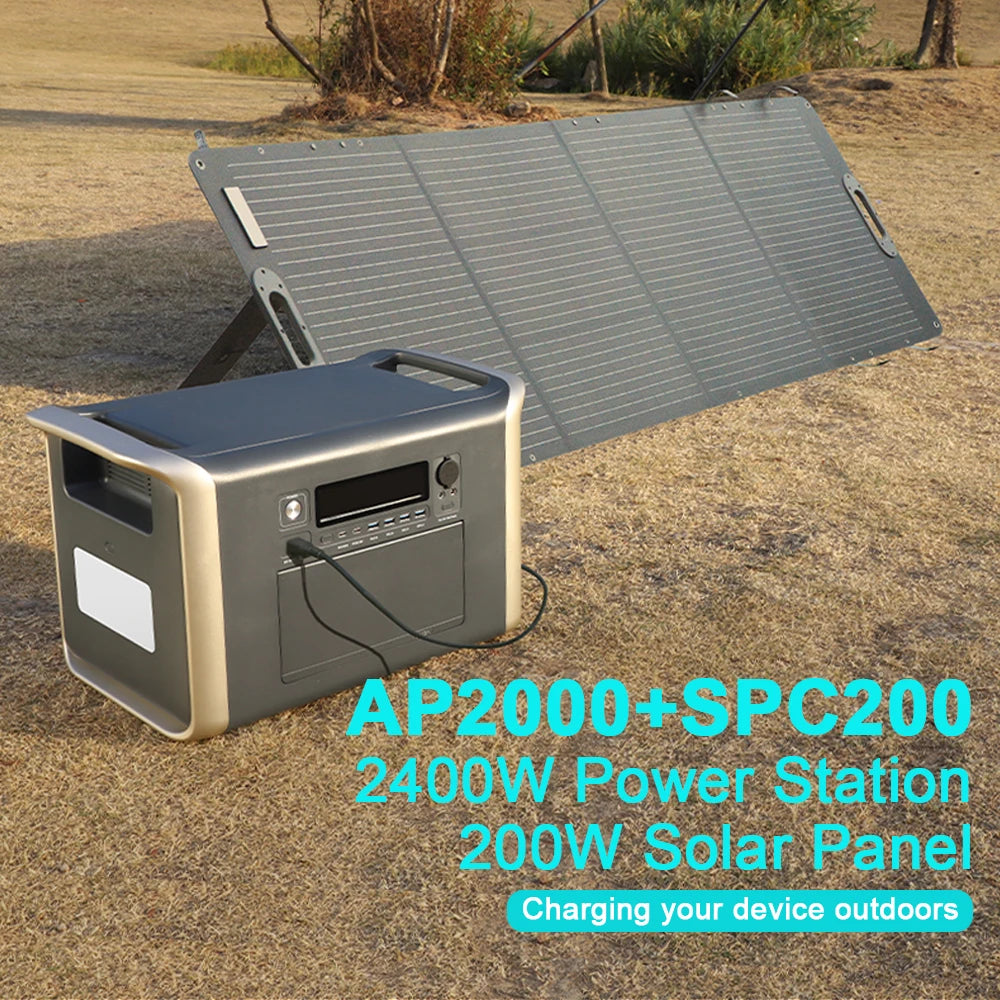 Camping Portable Power Station Solar Generator 1000W 2000W Lifepo4 Battery 220V AC Outlets Power