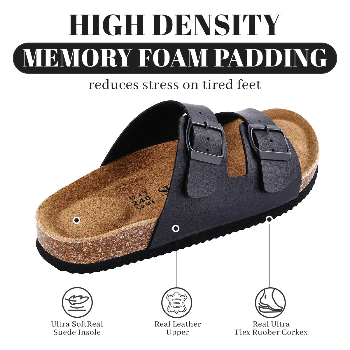 Leather Birkenstocks Cork Flip-flops, women  Muller Slippers Fashion Casual Beach Sandals