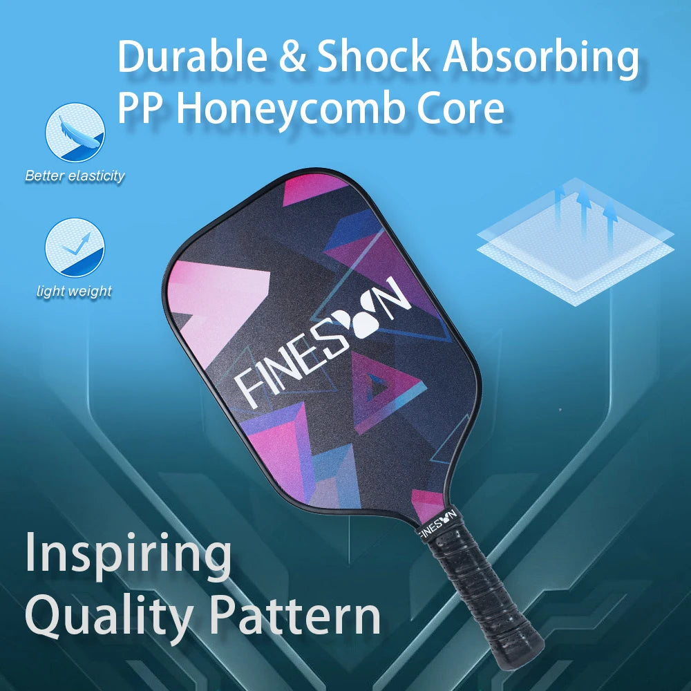 Picklebal set,Paddles 16mm Large Sweet Spot PP Honeycomb Core 4 Balls Rubber Edge Outdoor Indoor