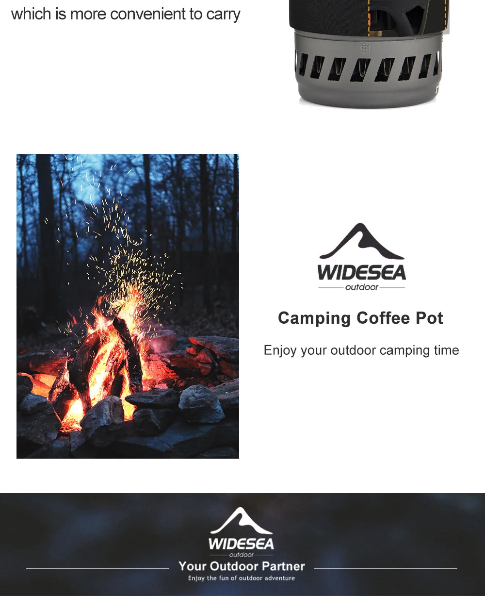 Widesea Camping Cooking System with Heat Exchanger  Coffee Pot Cup Cookware Tableware