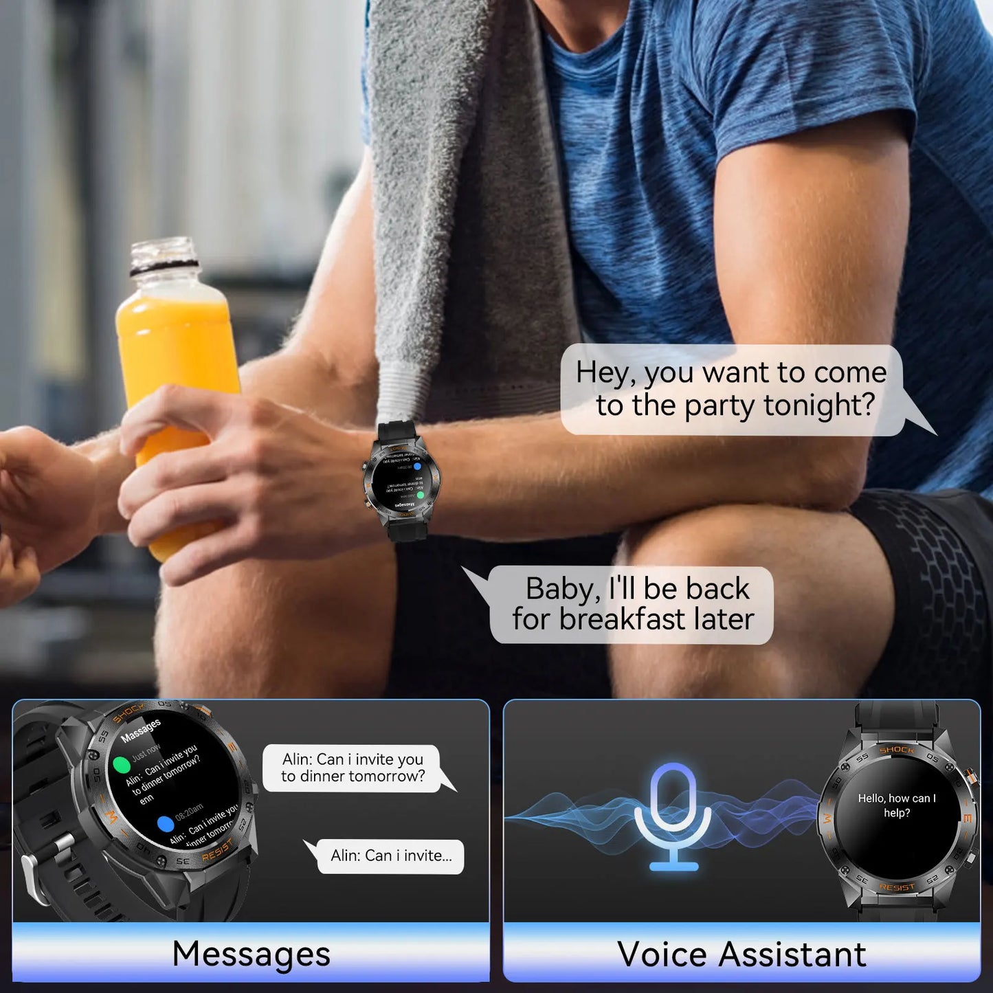 LaNikar Military Smart Watch,Men Fitness Tactical Multiple Sports Modes Heart RateSpO2 Sleep Tracker