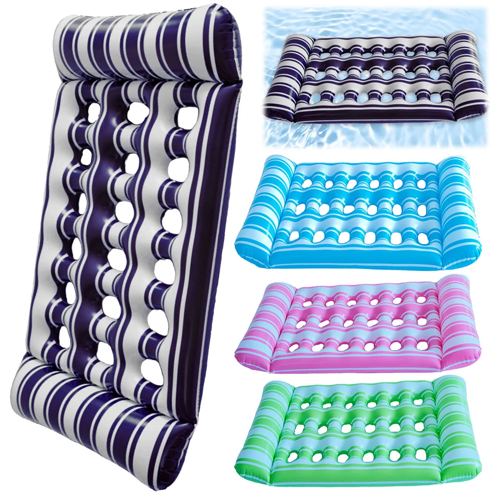 1-2PCS Inflatable Floating Bed Portable Water Sleeping Bed Foldable Swimming Pool Air Mattress Party
