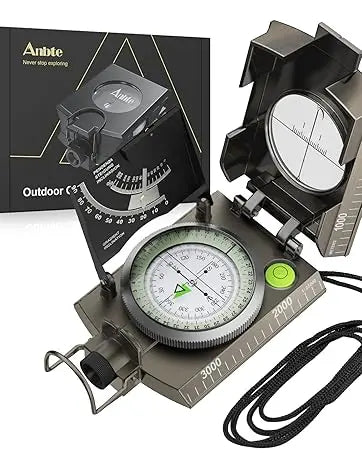 Anbte Compass, 3000 Gauss, Military, Waterproof, Handheld,Camping, Hiking, Survival (128 chars)