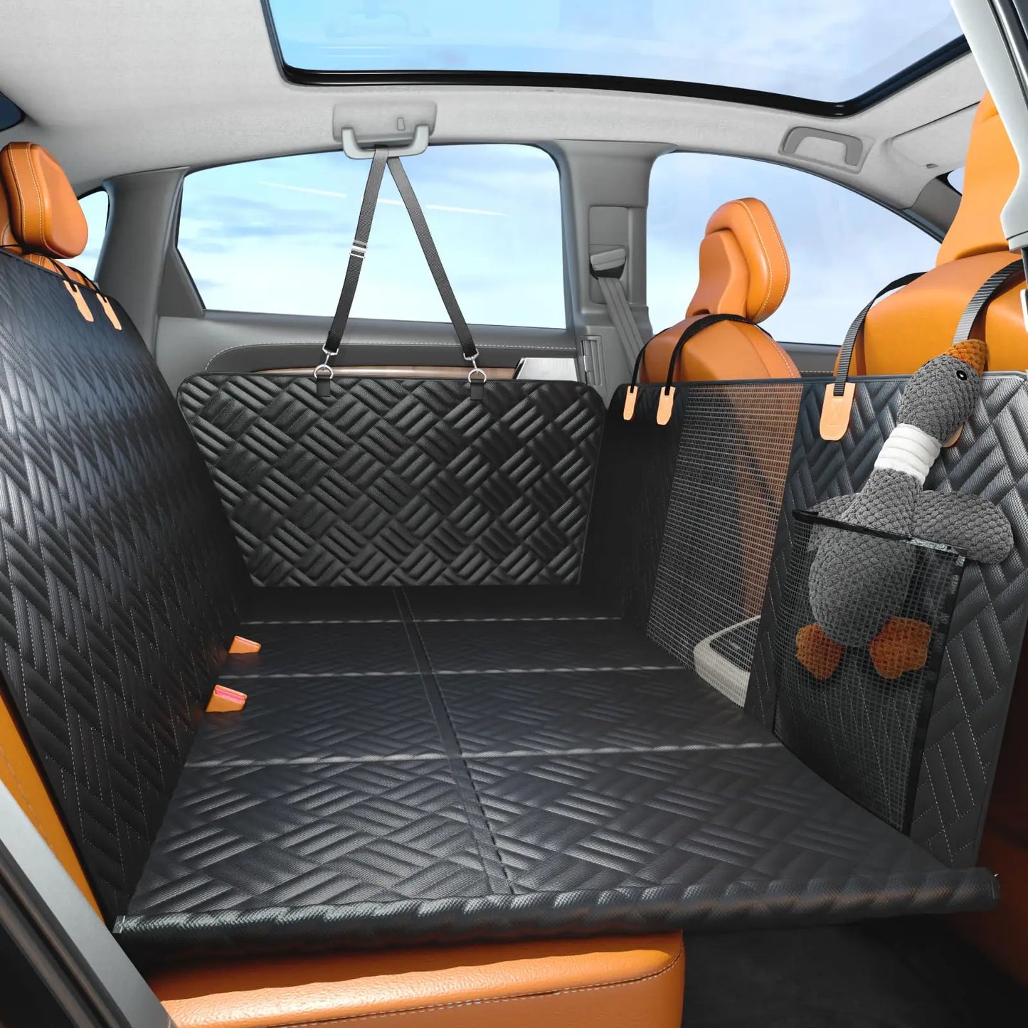 Car Rear Seat Seat Cover, Hard Bottom to 400 Pounds, 600D Heavy-Duty Anti-Scratch Washable Cars/Suvs