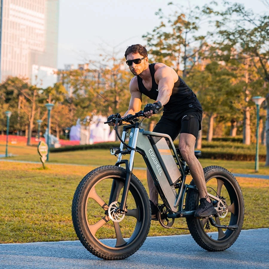 COSWHEEL T26 Electric Bike 26Inch Fat tires Mountain 1000W 48V 25AH hydraulic brake  Off Road