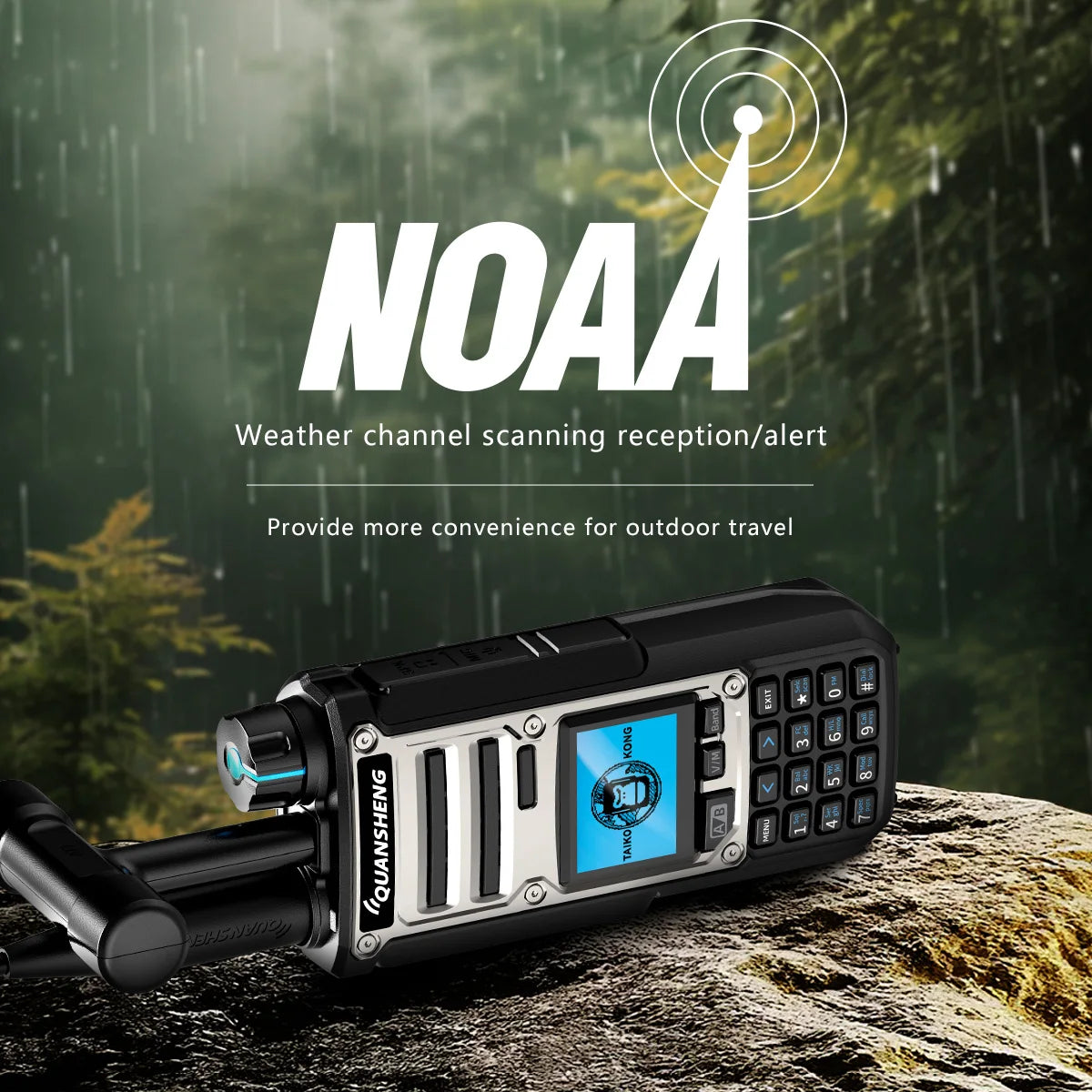 10W VHF/UHF Dual Band Radio 999CH CTCSS/DCS IP55 2500mAh Type-C NOAA Weather Alarm CE