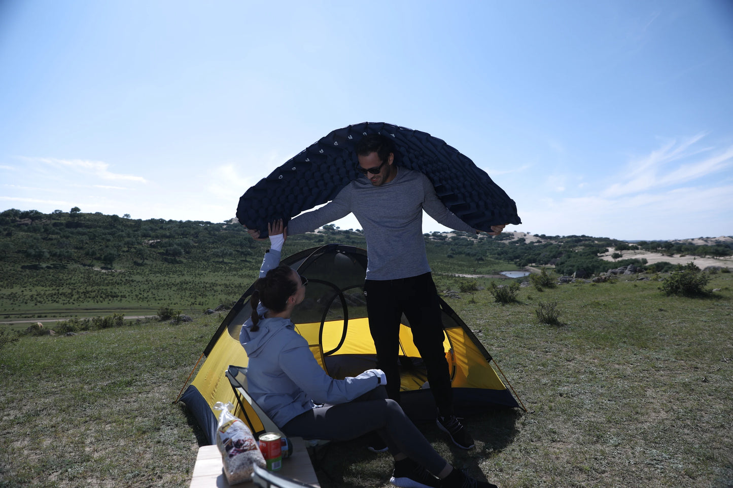 Single inflatable cushion sleeping pad, backpack camping, ultra-light, waterproof and portable