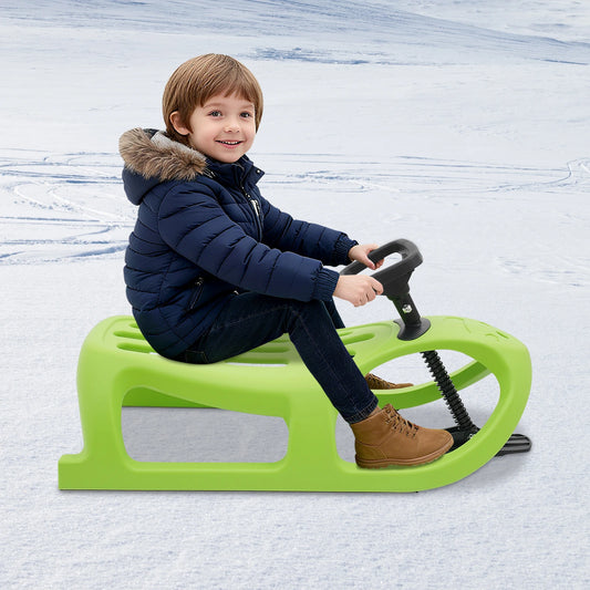 Snow Sled 100kg Load-bearing Capacity Single Rider Winter Sleigh Outdoor, Toddlers & Kids