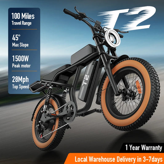 1500W Peak Mountain E-Bike 48V 15.6Ah Removable Battery 28MPH 100 Mile Range 20X4" Fat Tire, Sale