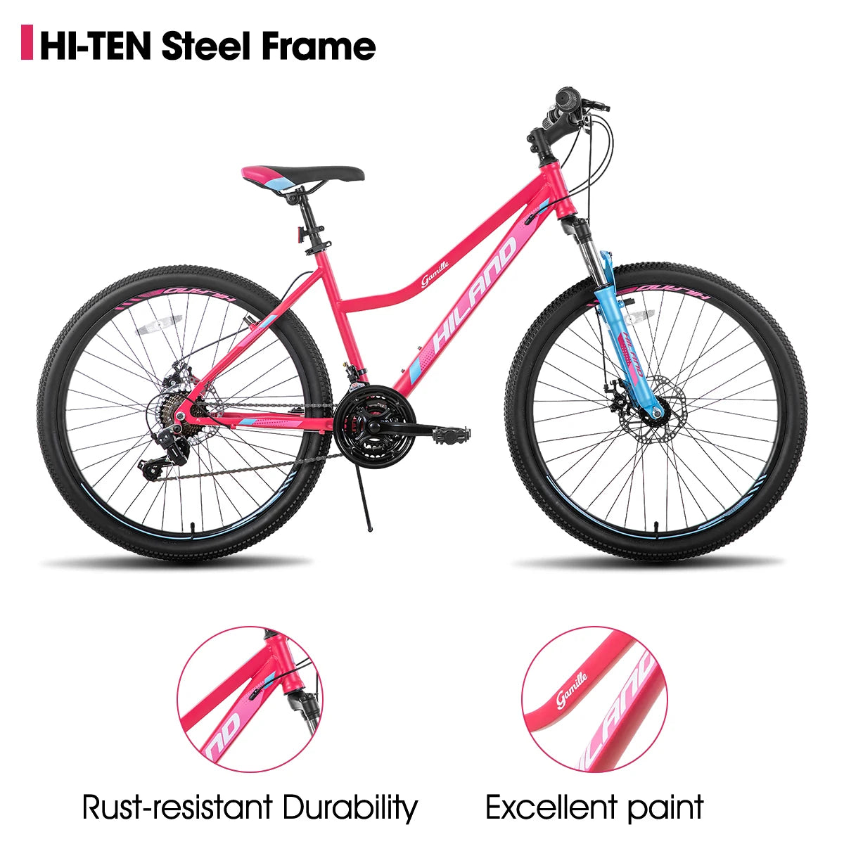26 Inch Womens Mountain Bike, Step-Through Frame,Shimano 21 Speeds,Suspension Fork MTB Adult