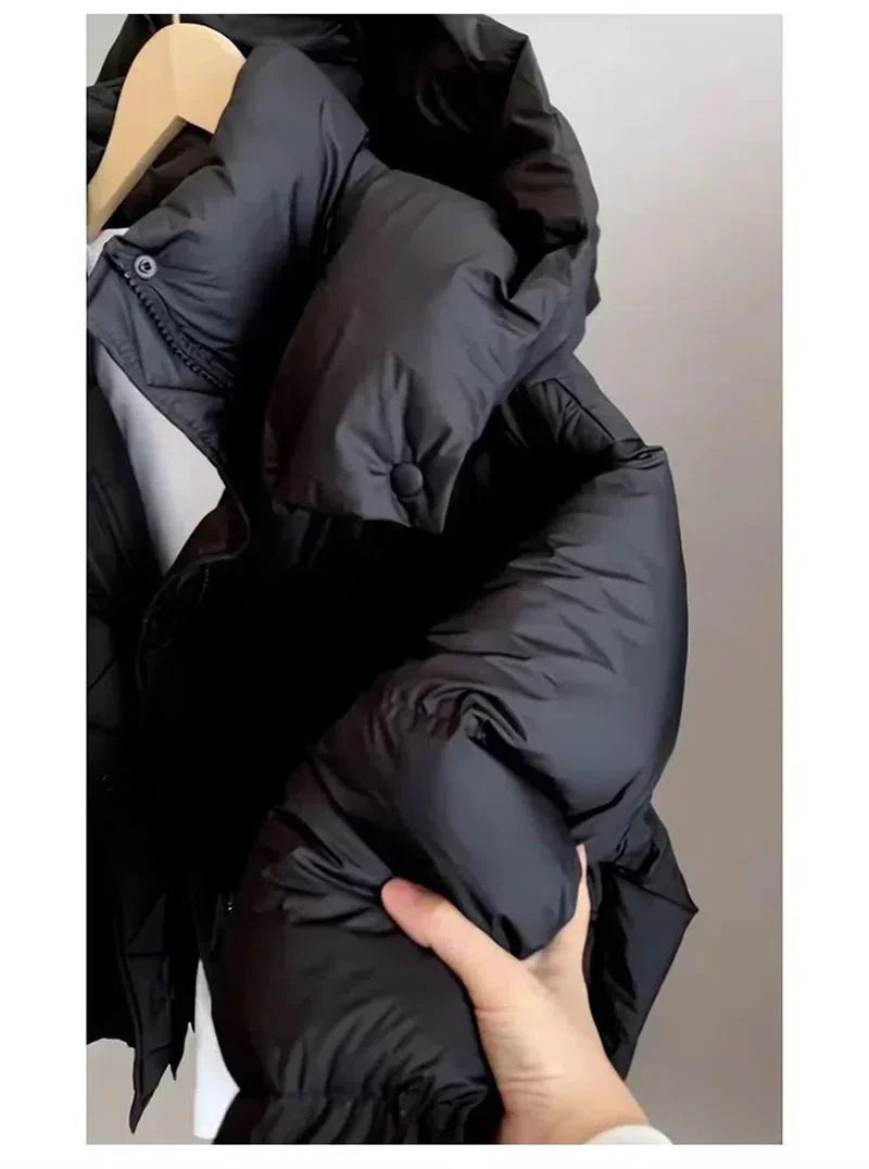 Ladies Short Down Cotton Jacket  Warm Down Cotton Parkas New Fashion Hooded Loose Lady Bread Coats