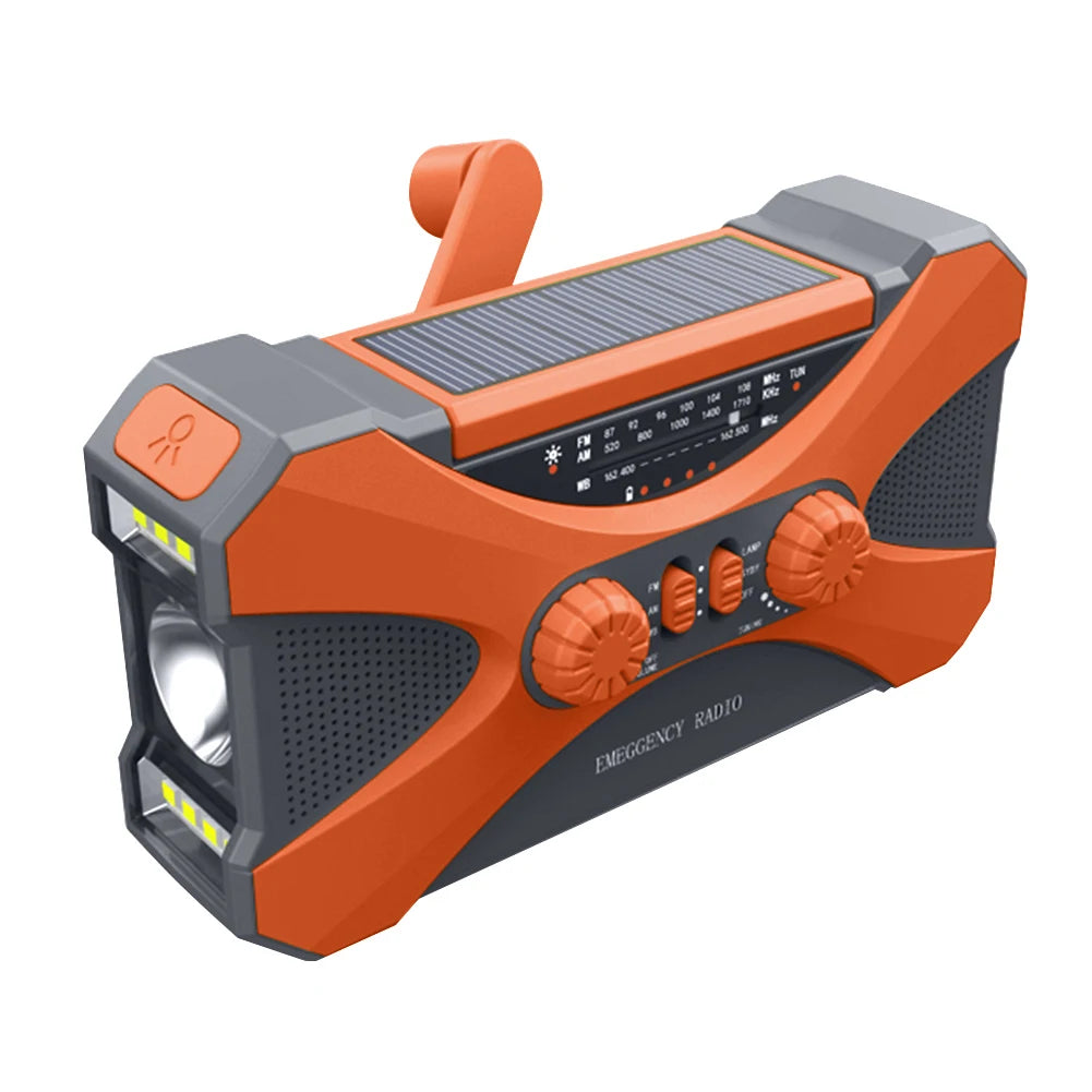 10000mAh charger High Capacity Emergency Radio Solar Hand Crank LED Flashlight SOS Alarm Survival