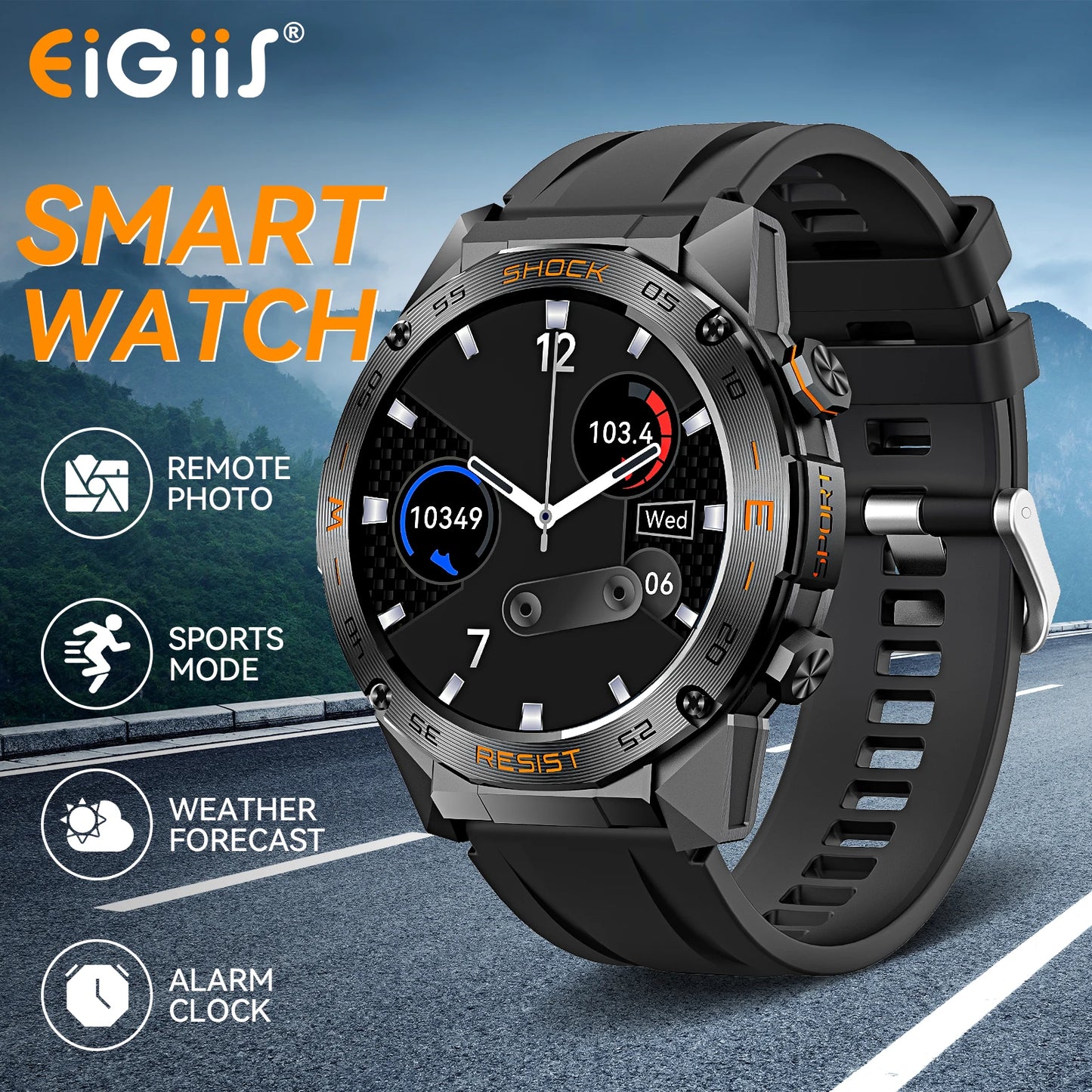 LaNikar Military Smart Watch,Men Fitness Tactical Multiple Sports Modes Heart RateSpO2 Sleep Tracker