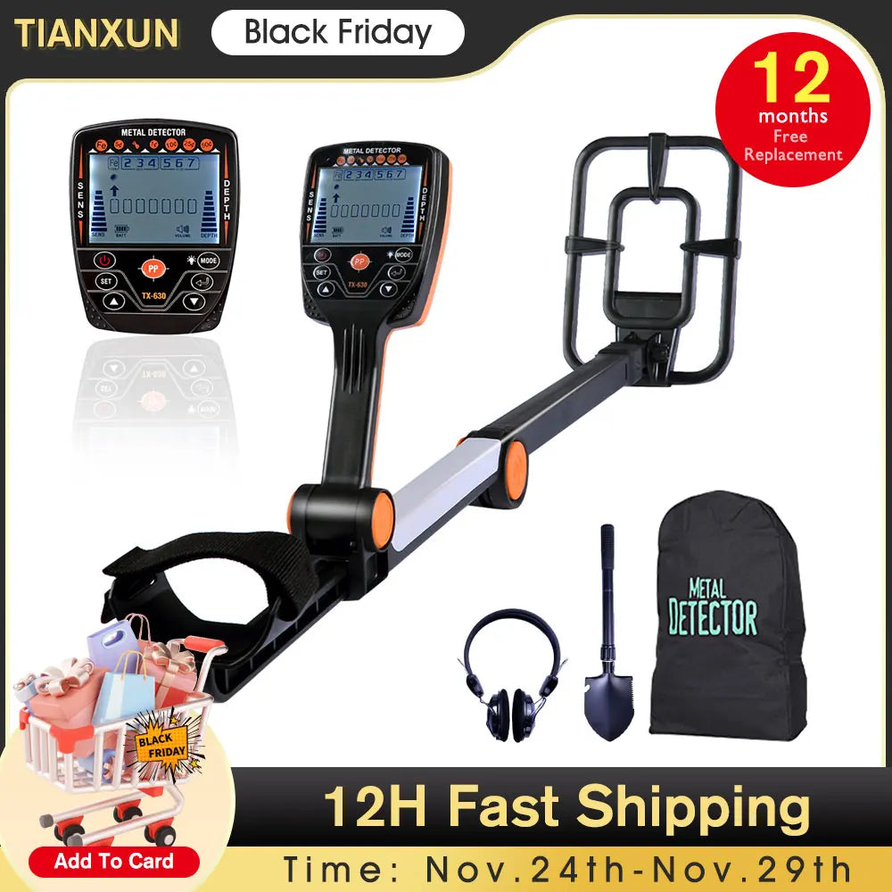 TX-630 Foldable Metal Detector Professional Wtrproof, Adjust, Fold Metal Detectors Accuracy Light