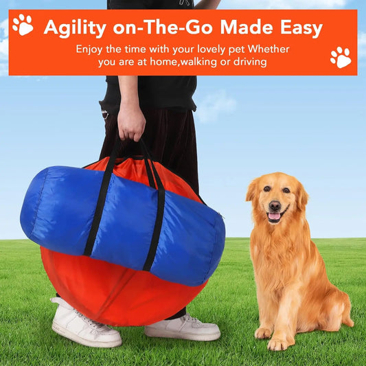 87 Pcs Dog Agile Training Equip, Obstacle Course Kit 70" Tunnel Tire Jump Hurdle Jump Weave Poles