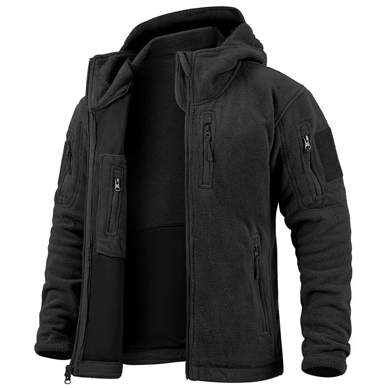 Men's fleece Hiking Hunting Outdoor  Jacket Winter Warm Full Zip Military Hoodies Multi-Pockets