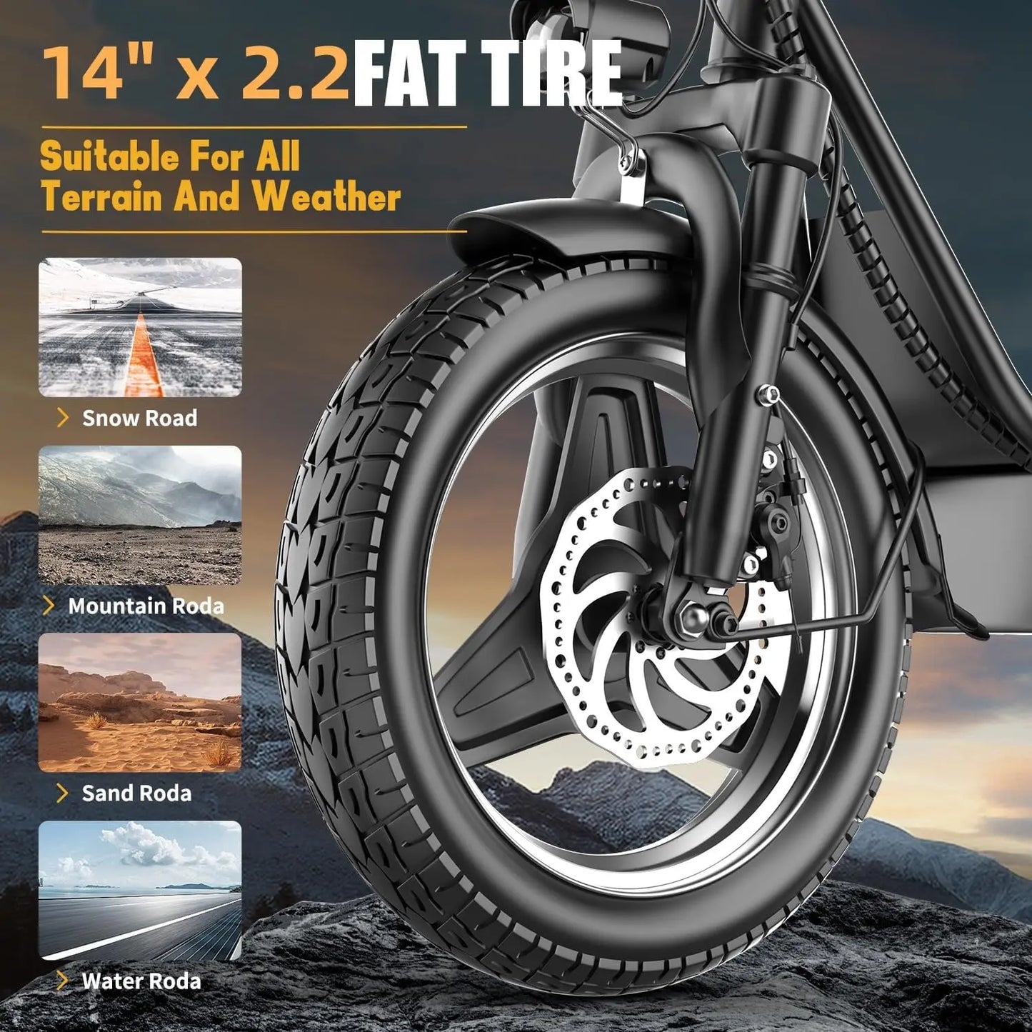 Folding electric scooter with trunk, 500W motor (peak 650W), 48V15AH, 20MPH, 30 mile long range