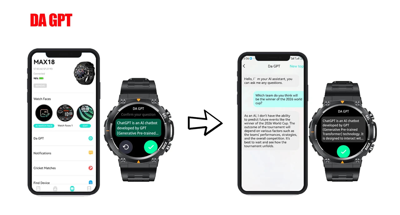 MAX18 Smart Watch AMOLED Screen AI GPT Bluetooth Call 410mAh Big Battery Fitness Tracker Men' Sport