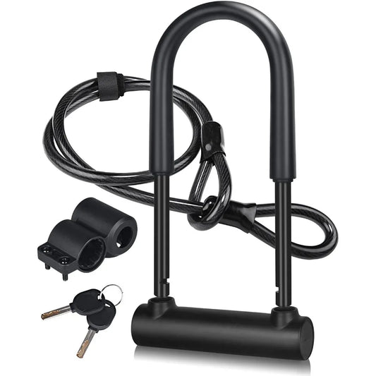 Large Bike U Lock Combination, 16mm, Anti-Theft, Black