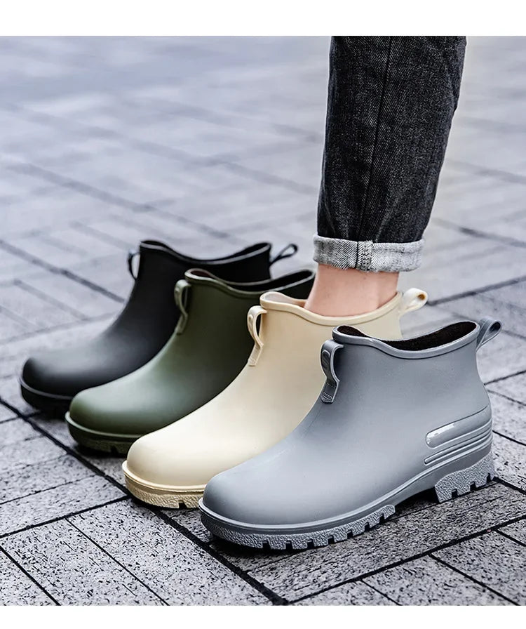 Thickened Style Outdoor Waterproof Non-Slip Portable Rain Boots Short Tube Ladies/MAN Rain Shoes