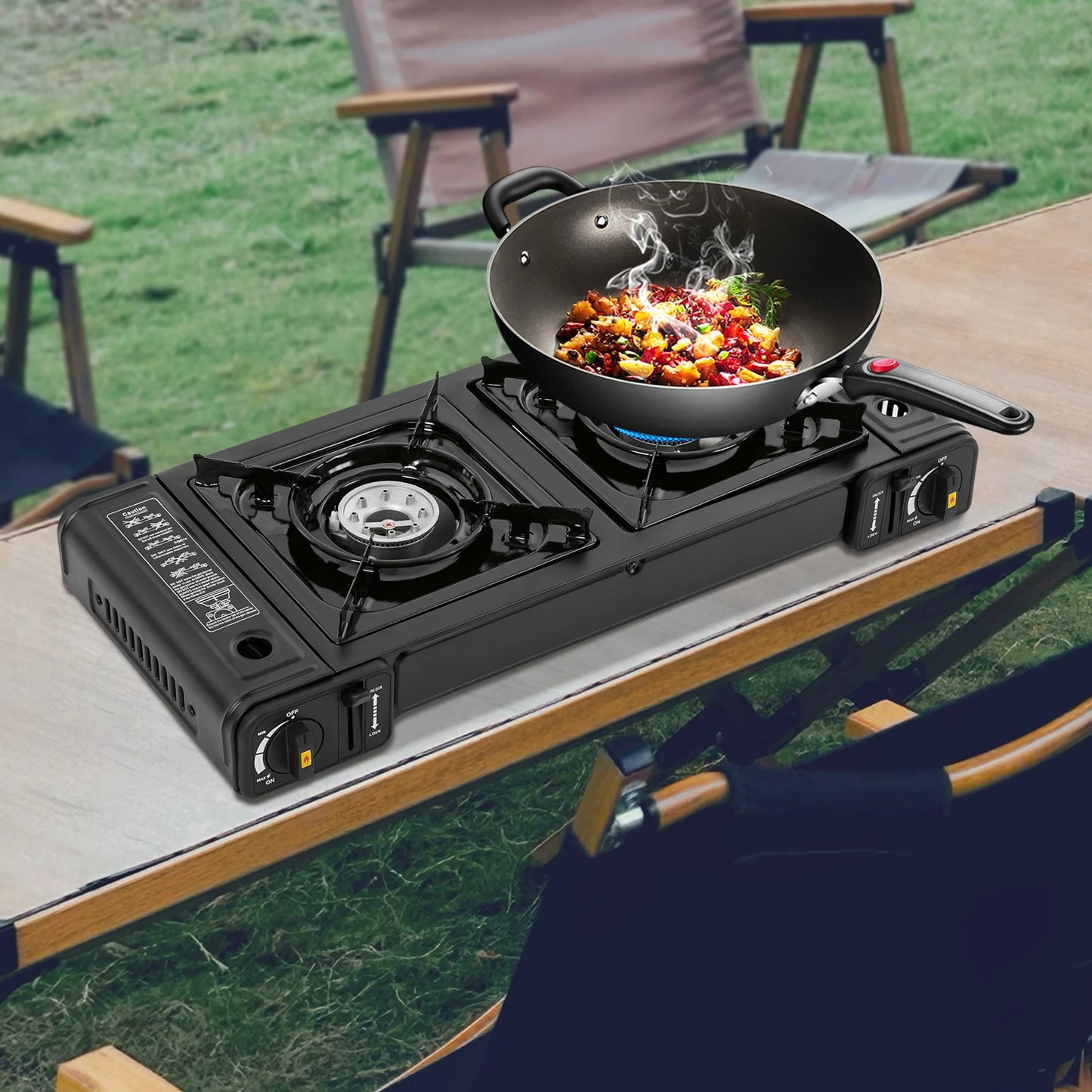 [Butane Camping Stove] Iron Copper Portable - 8x8in Stable Grate Auto Ignition