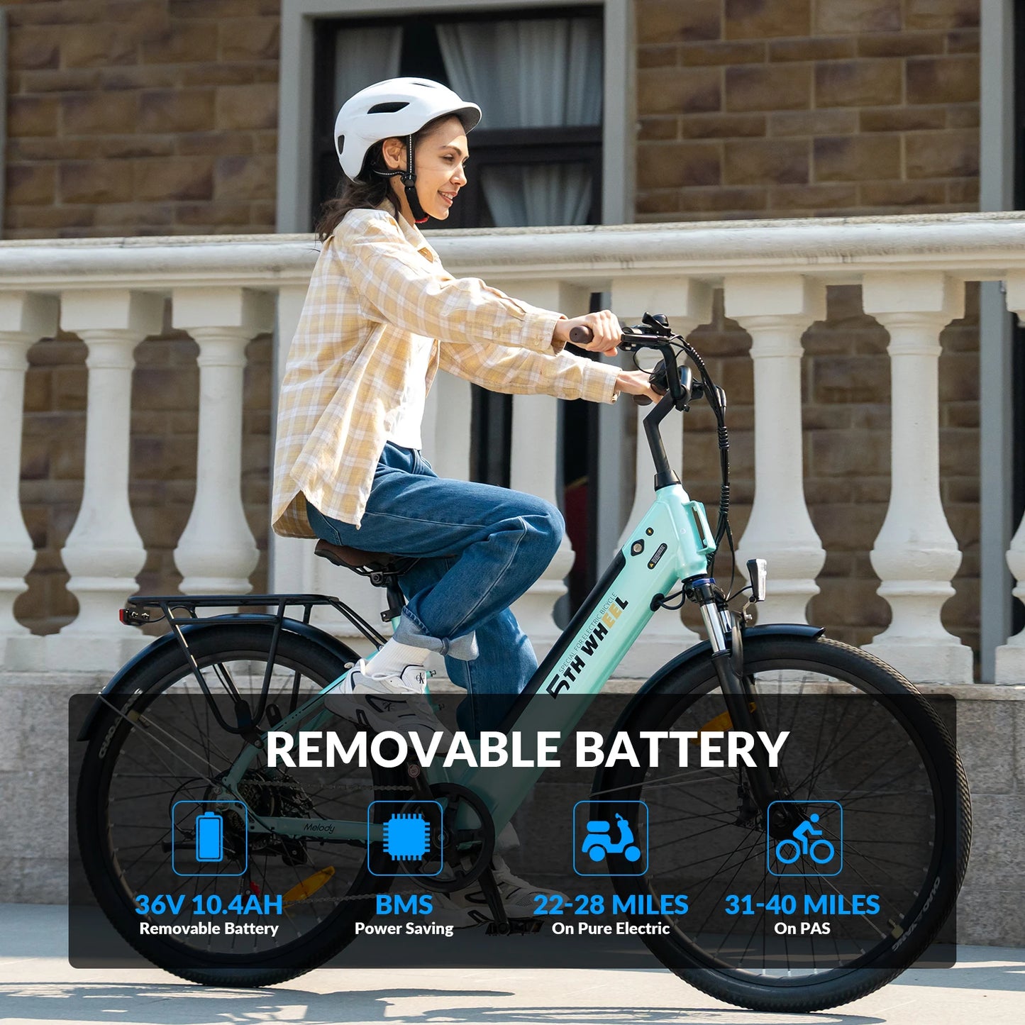 5TH WHEEL E-Bike for Adults, 26-Inch E-Bike with 700W Peak Motor, 31-40 Miles Range, 36V 10.4AH