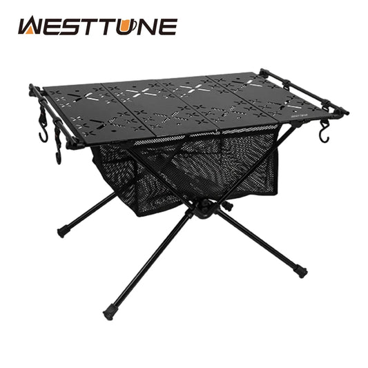 Folding Camping Table Aluminum Lightweight Storage, Mesh Bag for Outdoor Backyard Picnic Hiking