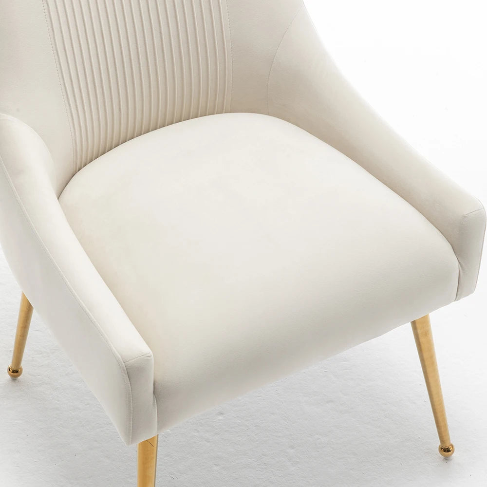 Modern Velvet 6 Dining Chairs, Upholstered Barrel Pleated Side Accent Chair for Bedroom,Living Room