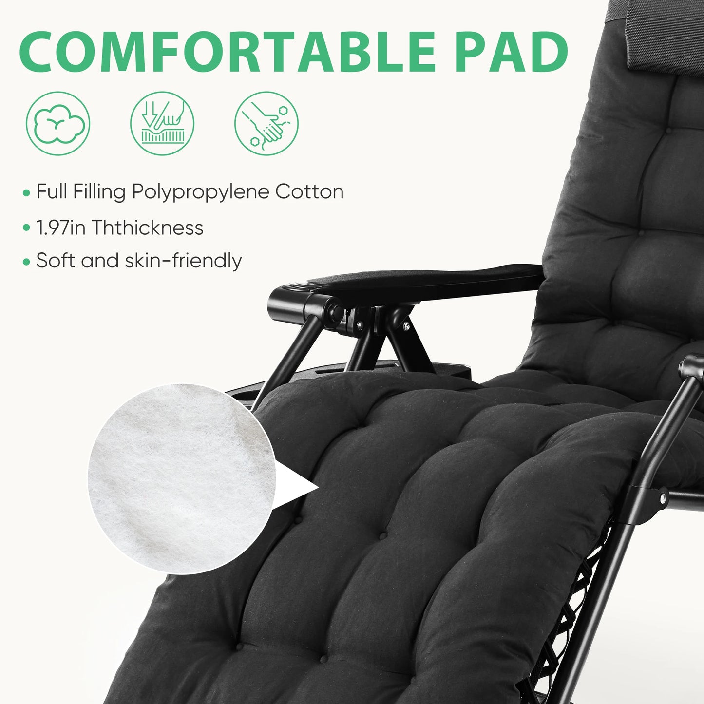 Zero Gravity Recliner Folding Portable, Cup Holder Trays Removable Cushion Outdoor Garden