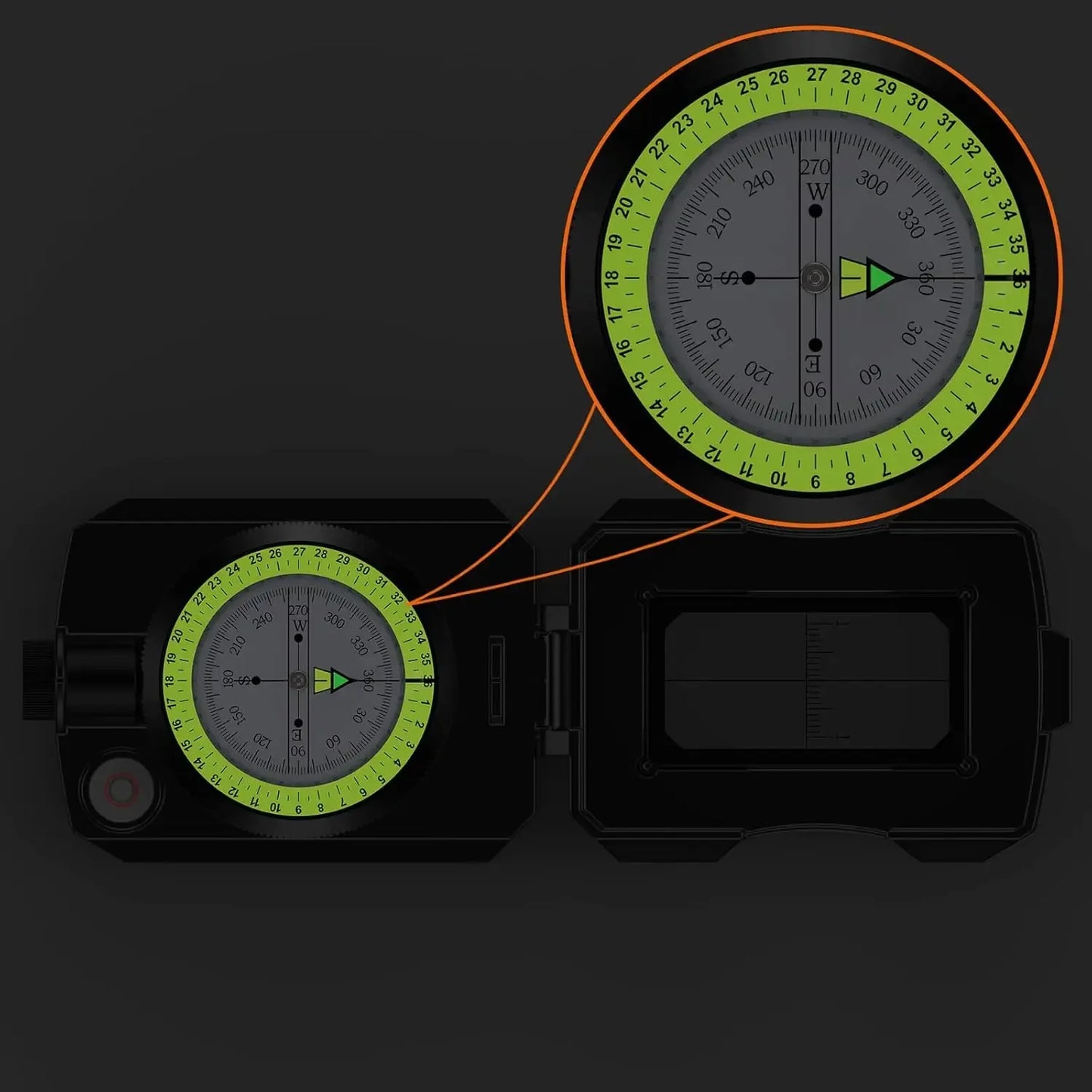 Proster Hiking Compass - Aluminium, Waterproof, Clinometer, Fluorescent Scale, Carry Bag (128 chars)