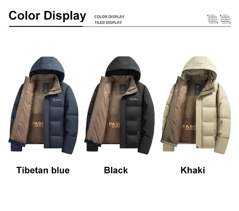 Graphene Warm Windproof Jacket Men Comfortable Thickened Outdoor Hooded Overcoat Male Casual