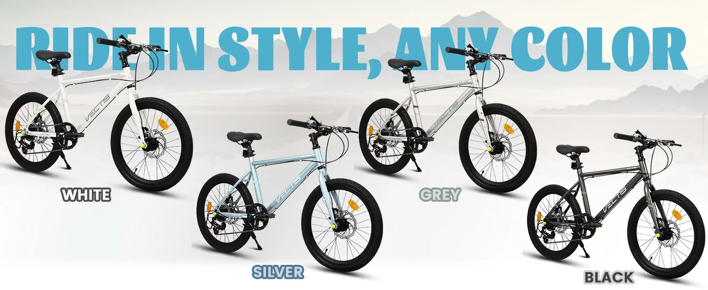 20 Inch Kids Bike for Boys Girls, 7-Speed Children Road Bike Steel Frame,Dual Disc Brakes,Ages 6-12
