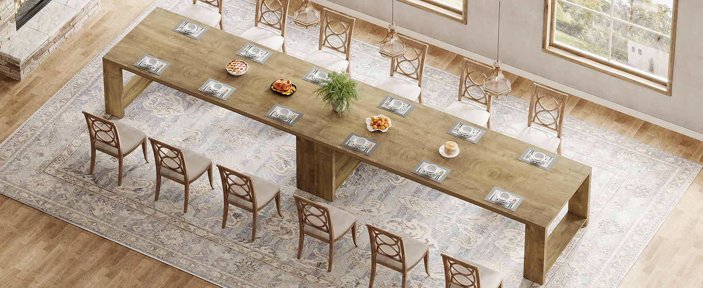 Tribesigns 86.61-Inch Dining Table for 6-8 People, Modern Long Kitchen Table,Pedestal Base, indoor