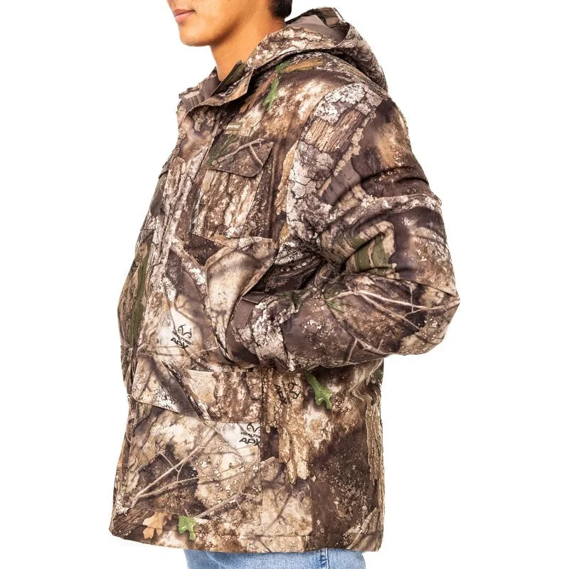 Men's Edge/Timber/Max-7 Camo Hunting Insulated Parka Jacket - Wind-proof, Mid-weight and Super Warm
