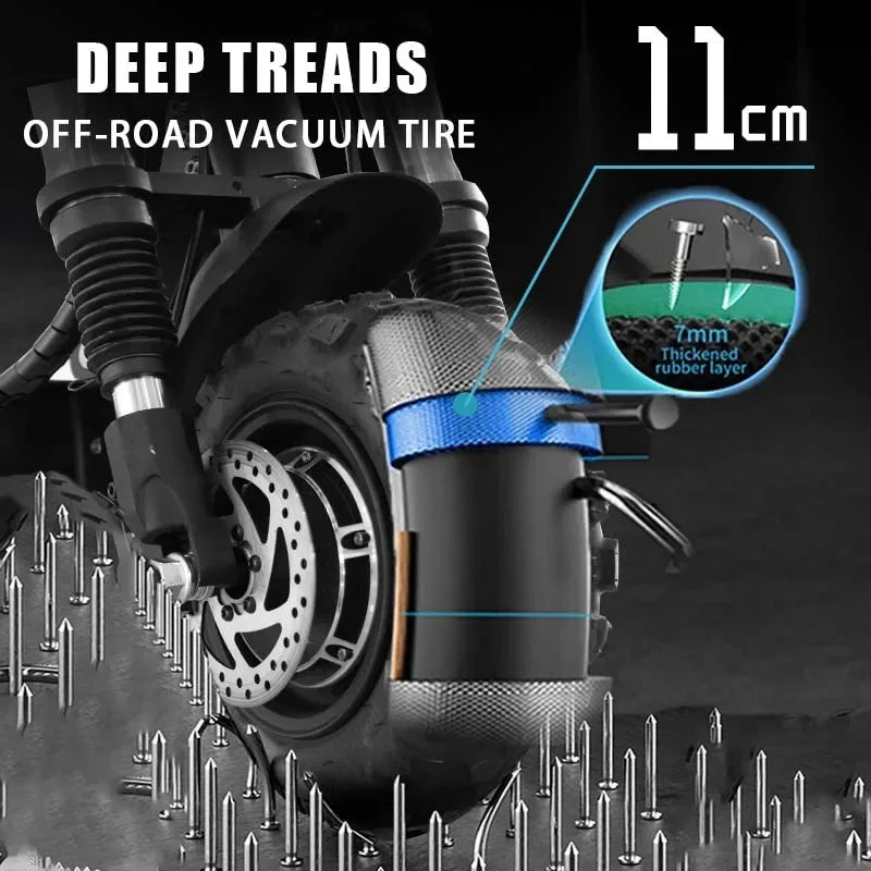 1200W 2400W 6000W Commuter Seat Adults Electric Scooter 48V/72V 10 inch Tubeless Off Road Tire,LCD