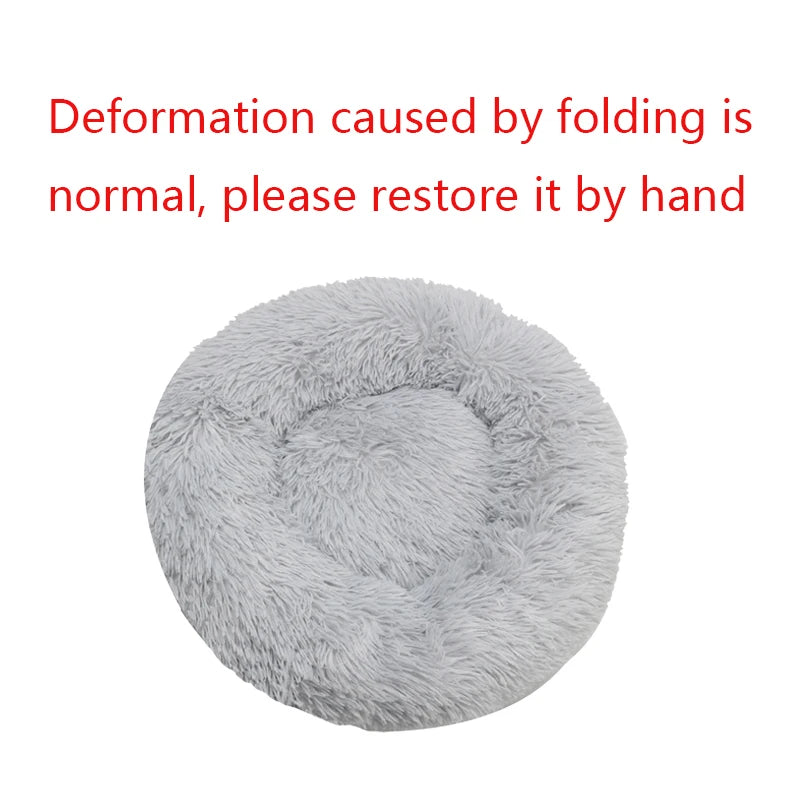 Round Dog/ Cat Bed Plush Basket Washable Pet Bed for Small Medium pet