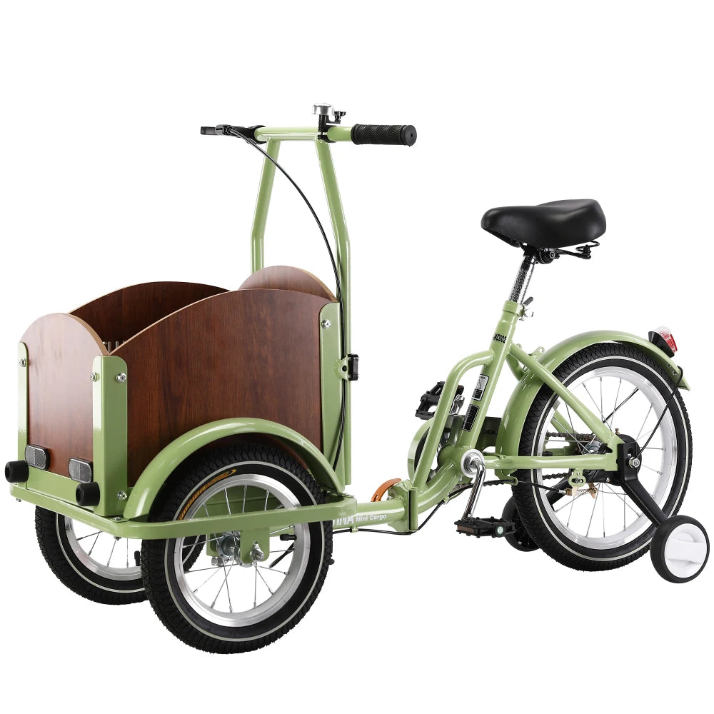 Foldable Tricycle for Kids Ages 6-12 Cargo Bike Pet Bike Reverse Tricycle  Parent-Child Bike