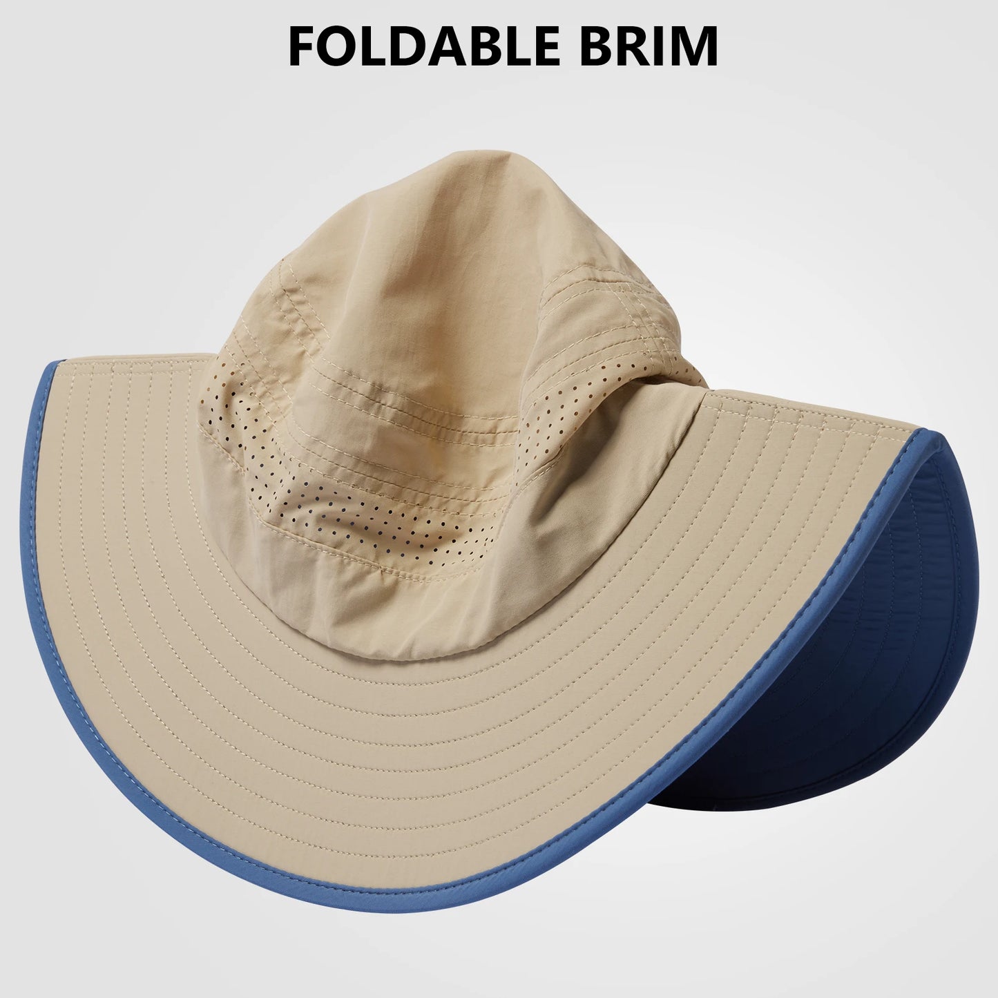 UPF 50+ Foldable Brim Water-Resistant Sun Bucket Hat with Perforated Mesh Adjust for Men Women