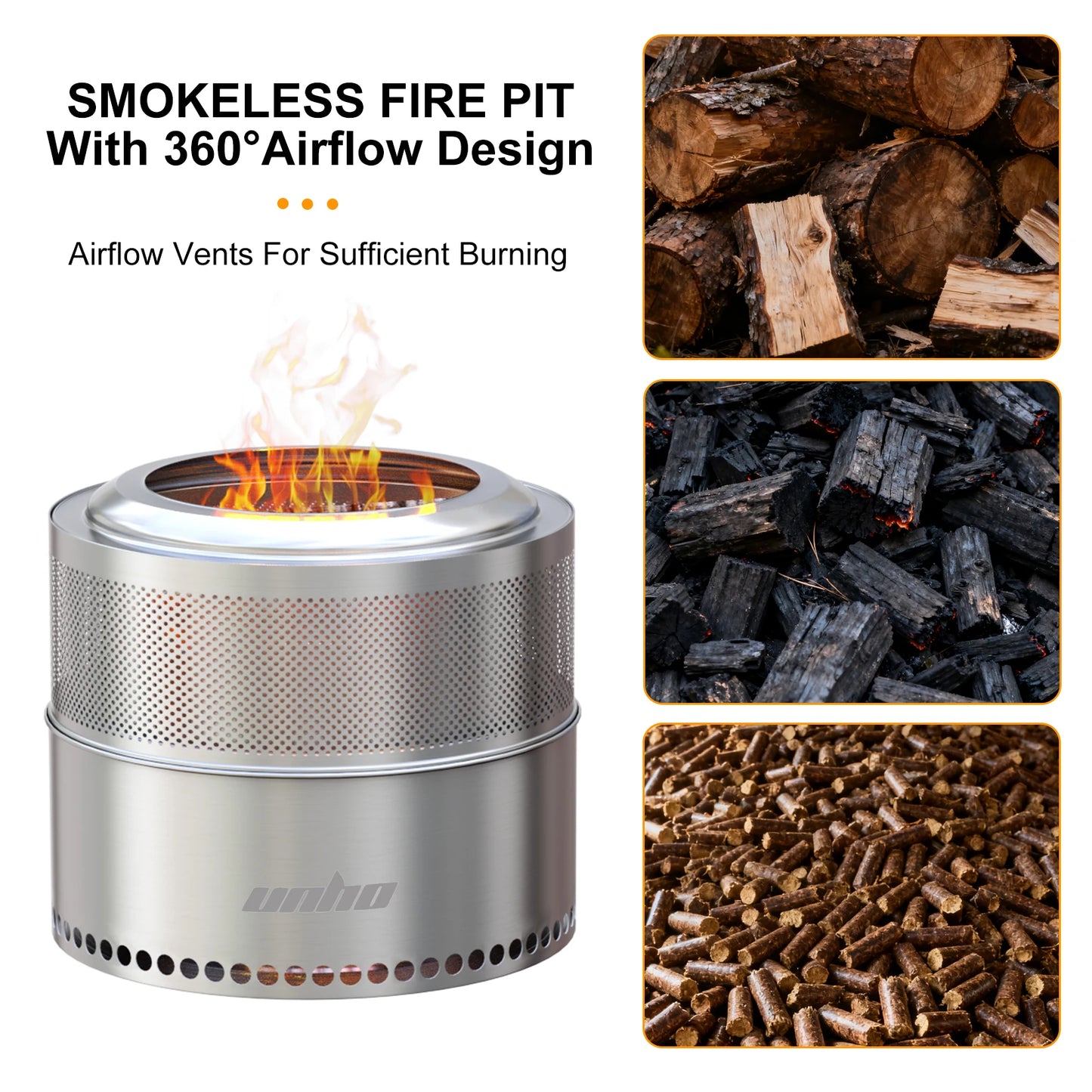Wood Burning Firepit,Large Stainless Steel Smokeless,Carry Bag,Outdoor Camping Firewood Burner Stove