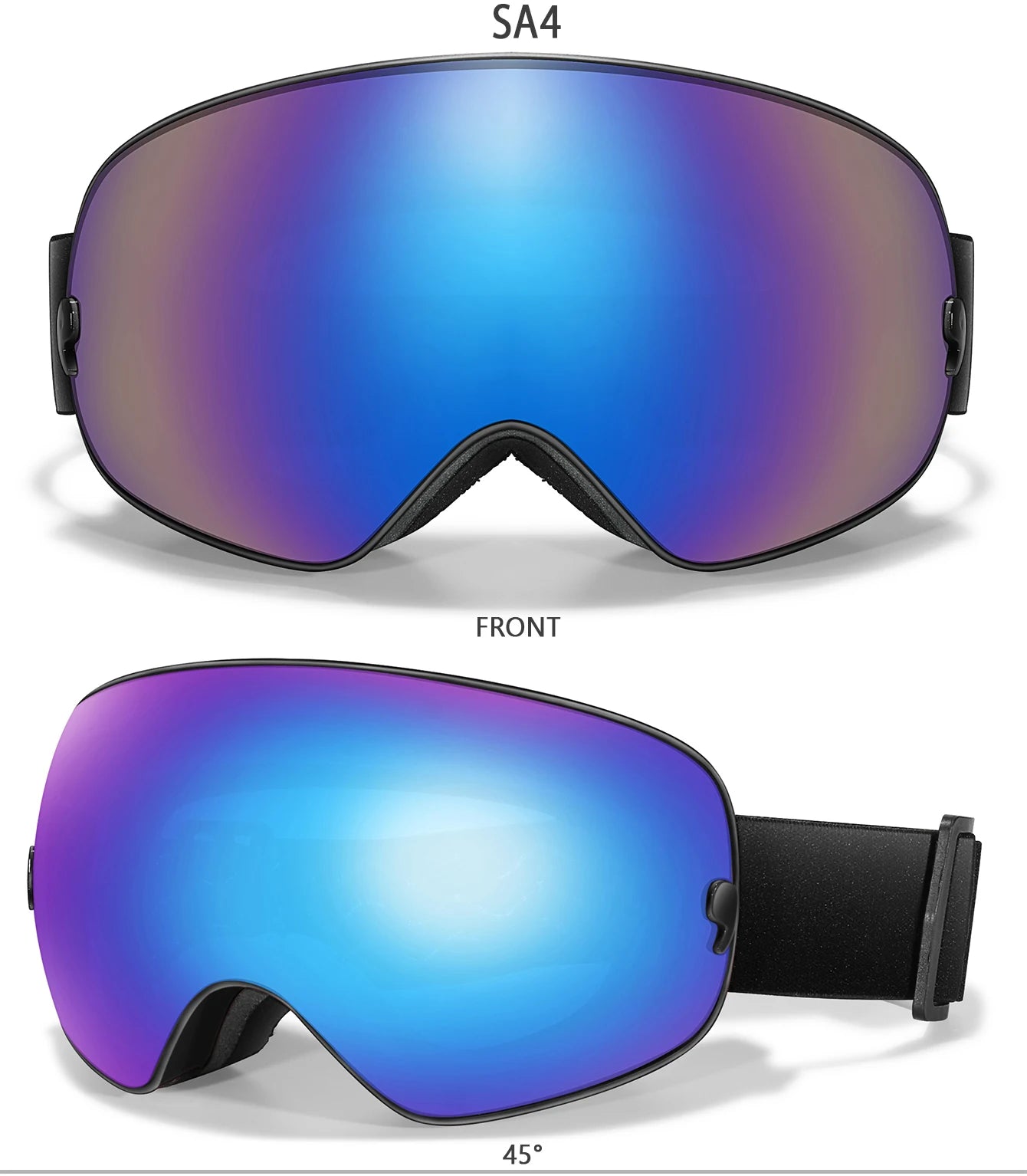 Winter Outdoor SKI Goggles Men/Women Teen, Free Optical Frame/Bag, UV400 Anti-Fog Snowboard Eyewear
