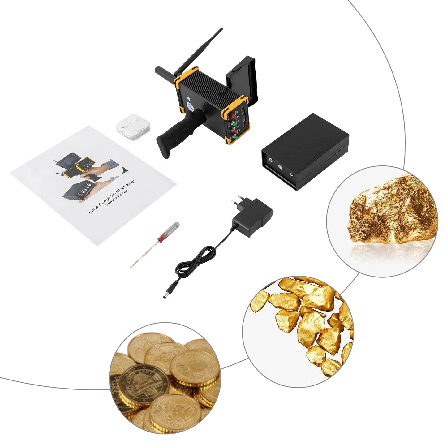 Metal Detector Gold Finder Underground Scanner High Definition Screen Gold Silver Copper AC100‑240V