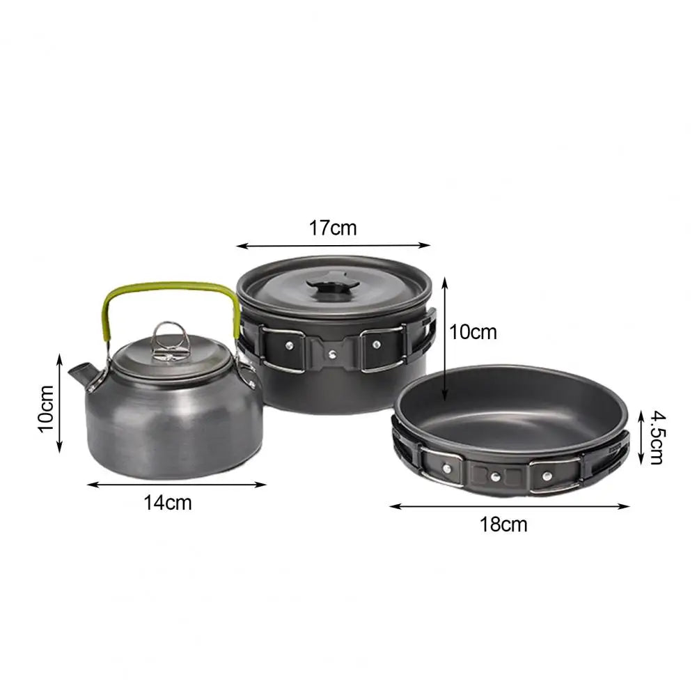 Foldable Handle Cookware Camping Cookware, 2-3 People Non-stick Alumina Pots Pans Utensils