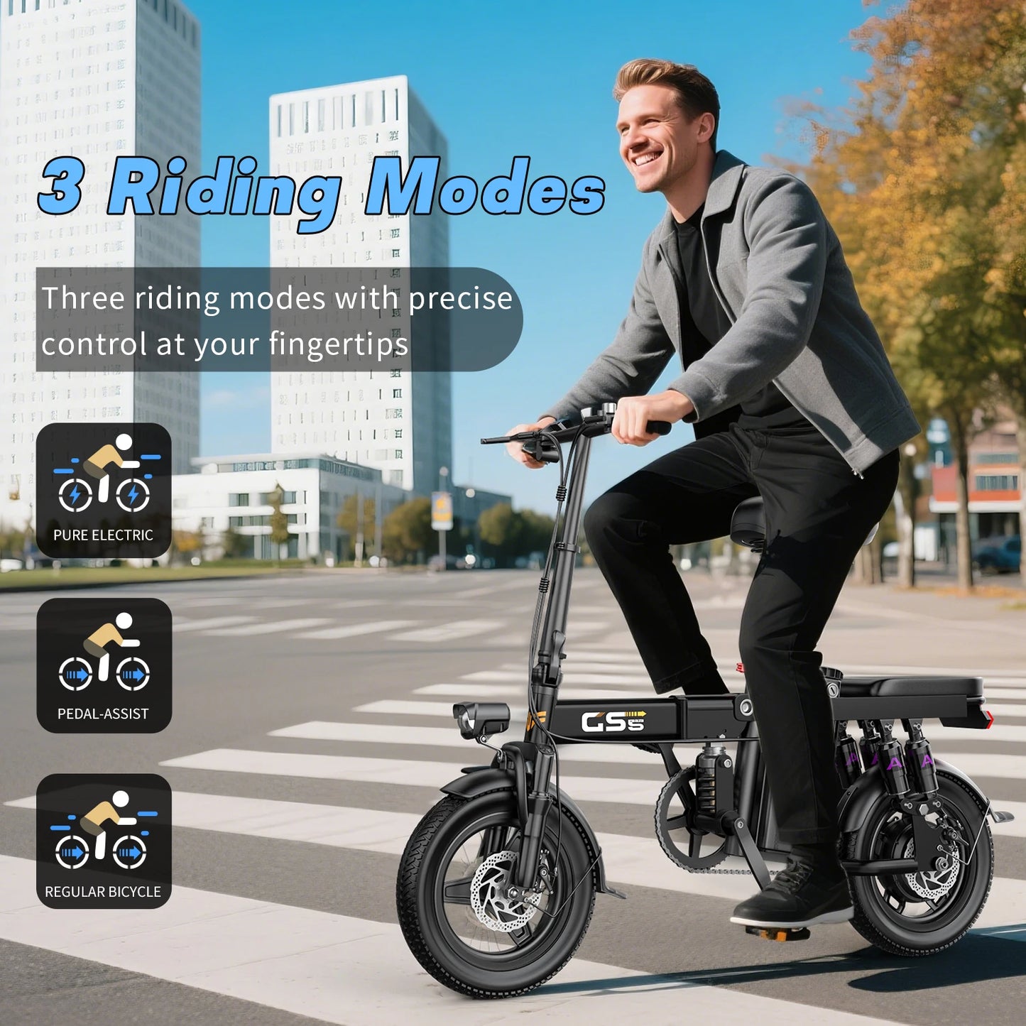 E-Bike for Adults Teen-Folding,750W Peak Motor,20+MPH 35 Miles,Commuter 48V 15AH Removable Battery