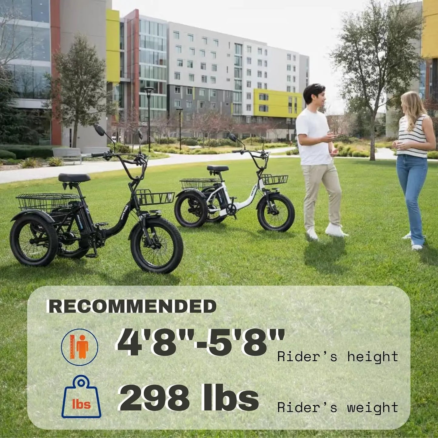 E-Tricycle, Adults,Fat Tire Folding ,3 Wheels E-Bikes, Peak 700W Step-Thru, Customized