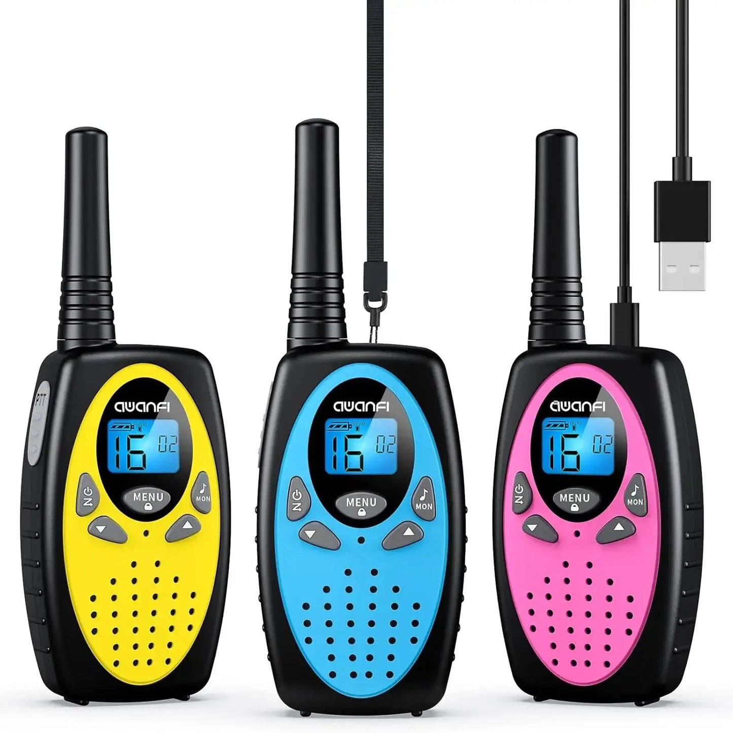 Walkie Talkies chargeable 3 Pack for Kids Adults, 2 Way Radios,1200 mAh Li-ion Battery 22 Channels